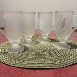 Set of 4 Vintage Christmas Egg Nog 1980 Stemmed w/ Angel Mugs